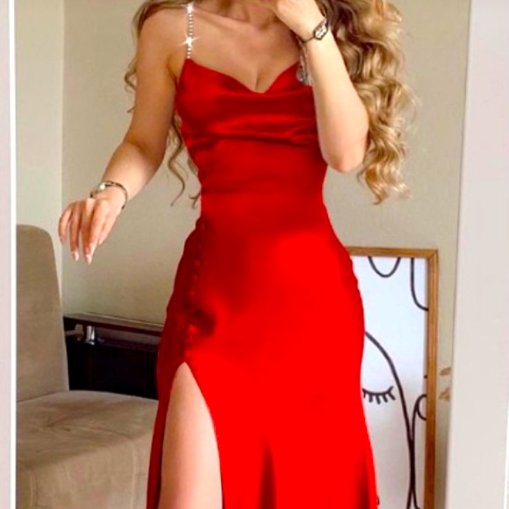 Satin red dress